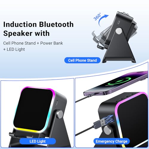 Induction Speaker with Phone Stand 5 in 1 Wireless Bluetooth Audio Black - Image 5