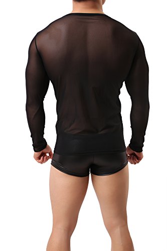 ONEFIT Men's Shirts See Through Tank Top Mesh Long Sleeves T-Shirt Vests2