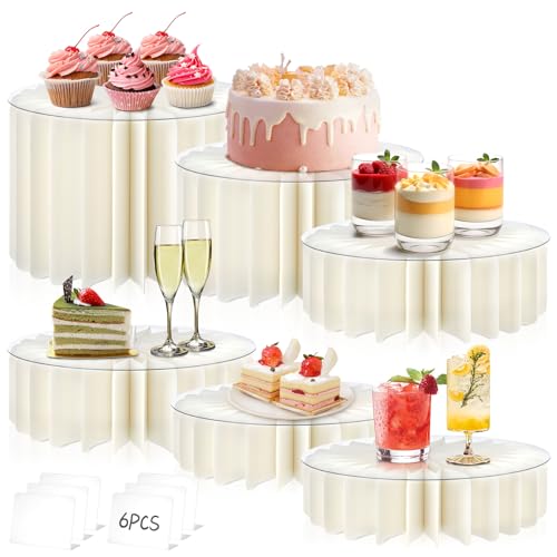 Youjoitim 6Pcs Buffet Risers, Food Risers for Table, Foldable Cake Stands for Party, Paper Dessert...