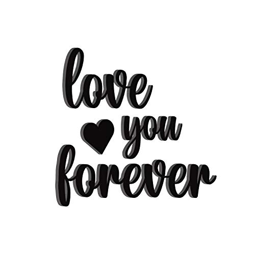 Image of eCraftIndia inchLove You Forever Message Black Engineered Wood Cutout Wall Art Decor - Sweet, Romantic, Sentimental Wall Hanging for Home, Bedroom - Ideal Gift for Anniversary, Valentine's Day, Wedding