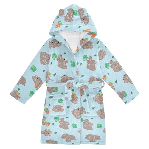 Wusikd Hippopotamus kids' Bath Sleepcoat Cartoon Plush Bath Towls Toddler for Boys Girls M2