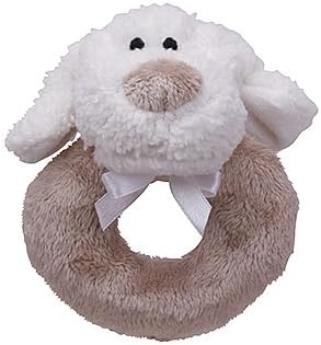 Friendly Pacifier Plush Ring Rattle Pacifier, Light Brown