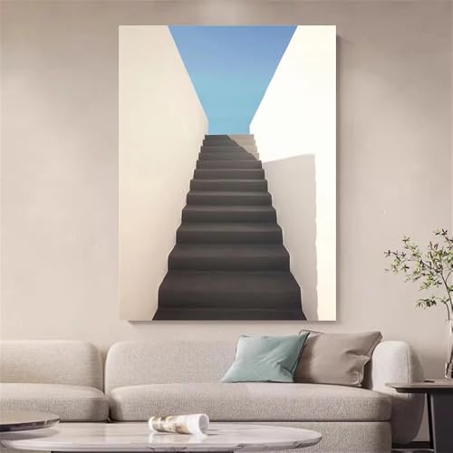 Tableau sur toile géométrique bleu style vintage sans cadre