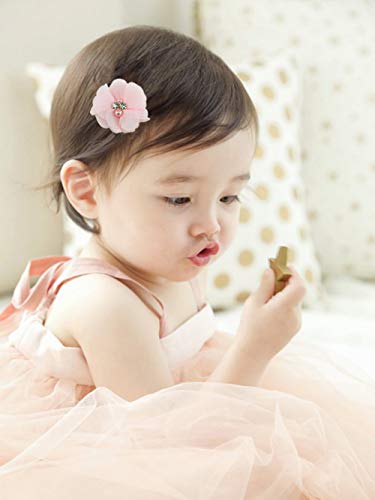 Insowni 40 Pack/20 Pairs 2" Solid Chiffon Flower With Rhinestones Pearls Ponytail Pigtail Alligator Hair Clips Barrettes 2 Inch Small Floral Bows Accessories For Baby Girls Toddlers Infants Kids Teens #TOP2