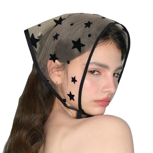 Breathable Delicate Sheer Lace Turbans Taking Photo Hair Scarf Outdoor Hairband Suitable For Fashion Forward Women, Star
