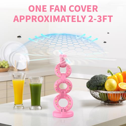 Fly Fans for Tables Fly Repellent Outdoor Keep Flies Away, Flies Spinner Table Top with Holographic Blades, Bug Traps for Picnic, Party, BBQ (Pink) — view 5