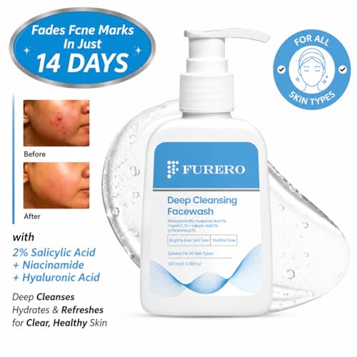Image of Deep Cleansing Hydrating Face Wash for Oily, Acne-Prone & Dull Skin | 2% Salicylic Acid, 6% Niacinamide, Hyaluronic Acid & Vitamin C | Oil Control, Brightening & Pore Cleansing Face Cleanser for Men & Women | 100 ml