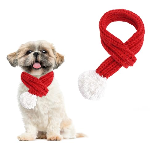 Amaxiu Christmas Dog Winter Knitted Scarf(Small)