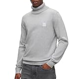 kaschmir pullover kurzarm Standardlänge BOSS Herren Akiro Regular-Fit Rollkragenpullover aus Baumwolle mit Kaschmir Hellgrau XL