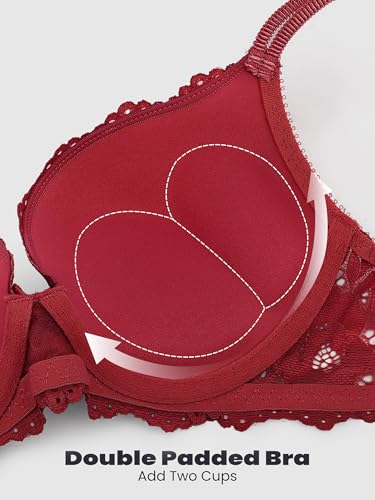 Image of Push Up Bras for Women Add 2 Cups Sexy Lace Cleavage Extra Padded Plunge Bra Underwire