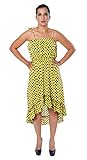 Huefulin Women’s Polka Dot Fashion Dress (Large, Yellow & Black)