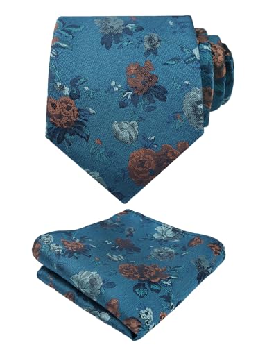 Image of Alizeal Mens 3.15'' Colorful Flower Pattern and handkerchief Necktie Set