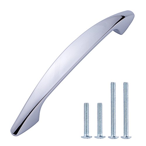 AmazonBasics - Tirador moderno arqueado para armario, 10 cm de longitud (orificio central de 7,62 cm), cromo pulido - paquete de 10