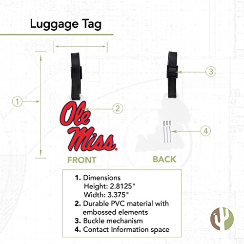 Desert Cactus University of Mississippi Luggage Tag Rebels Ole Miss U of M Bag (PVC - Design A)2