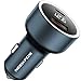 Cargador de Coche con Cargador USB NEEKFOX, Cargador de Coche de Metal de Doble Puerto 27W/QC3.0 con Pantalla LED, Cargador de Coche rápido Compatible con iPhone12/11/XS/XR/Huawei-Azul