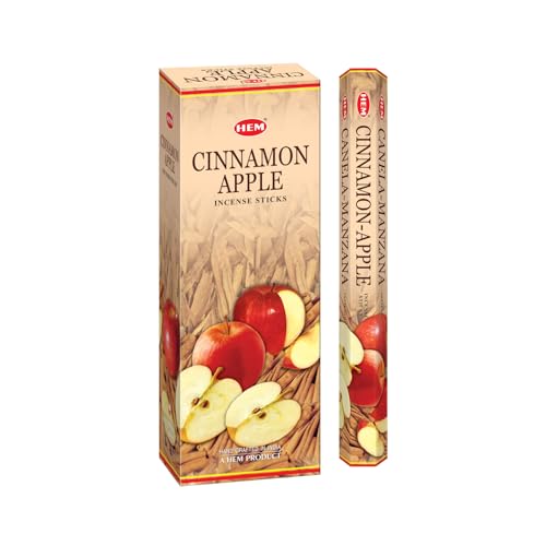 Hem Cinnamon Apple Incense Sticks (120 Sticks 6 Boxes Inside) - 9 Inches Long 20g per Box - Cozy and Inviting Fragrance Evoking The Essence of Freshly Baked Apple Pie.