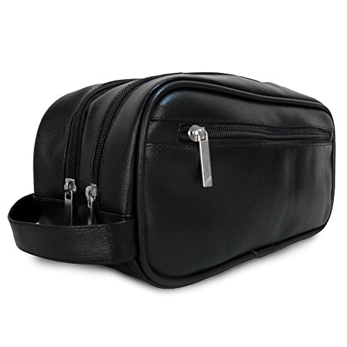Mister Bag Leather Travel Toiletry Bag for Men or Women Waterproof. Travel Size Toiletries Bag Toilet Organizer Supply Two Compartments Perfect For Men's Travel Toiletry Bag Shaving Grooming Dopp Kit