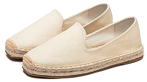 U-lite Men's Classic Suede Canvas Round Cap Toe Espadrilles Loafers Pure Color Slip On Comfortable Flats Shoes3