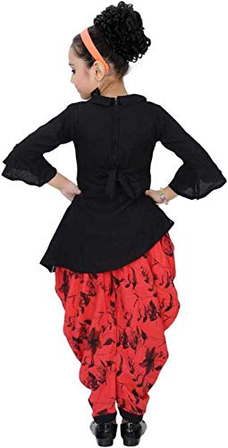 ORIEX Girls Maxi Dress (top Dhoti Pnt/Blk-Red 11-12 yrs_Black Red_11 Years-12 Years) 1