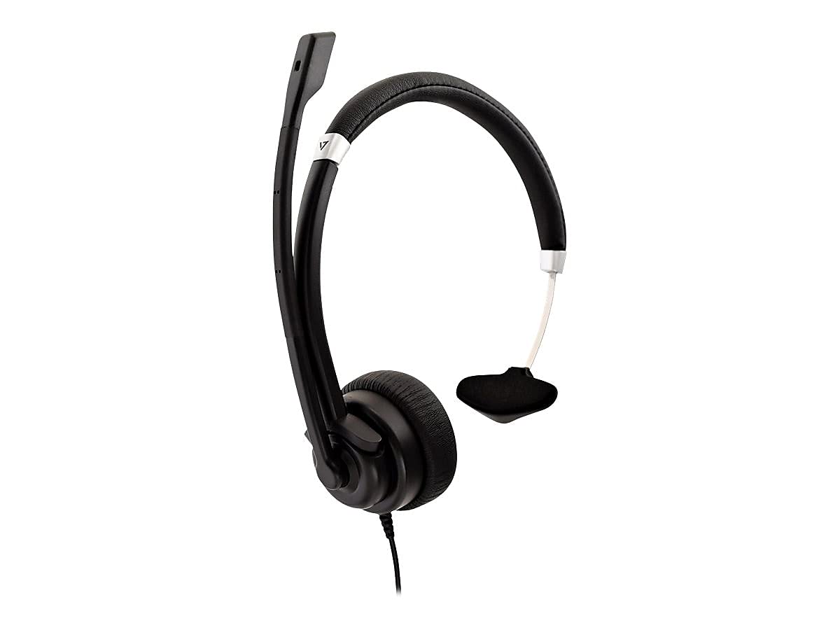 V7 Deluxe Mono Headset, Boom Mic, Adjustable Headband for PC, Mac, Laptop Computer, Chromebook, Black, 3.5mm Connector-image-8