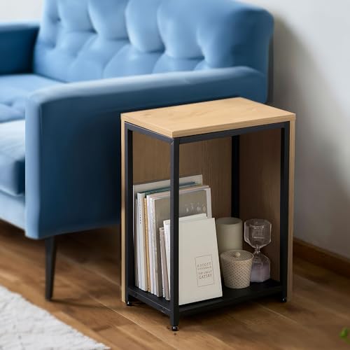 アイリスオーヤマ サイドテーブル テーブル デスク 伸縮サイドテーブル 幅約38~66×奥行約25×高さ約52cm SST-380 ナチュラル/ブラック