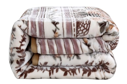 Image of Nestl Korean Mink Blanket King Size - 12 Lbs Velvet Fleece Korean Blanket - 2 Ply Warm & Thick Winter Blanket - Wrinkle & Fade Resistant - 87 x 94 Inches (Beige)