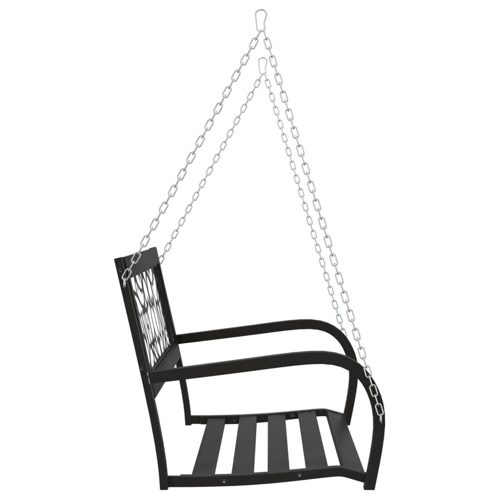 Genérico Banco balancín de jardín 125 cm Acero y plástico negro-317143
