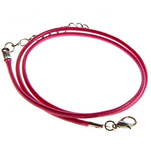 Présentoirs pour bijoux Colliers Tour de Cou 1,5 mm Coton ciré Fermoir Mousqueton et chaînette 5 pièces Rose Vif