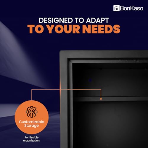 Image of BonKaso Safe Locker For Home, 33 Litres Locker Box For Money, Jewellery, Digital Electronic Safe Locker For Home & Office With Auto lock Function, Anti Theft Alarm And LED Display (Black)