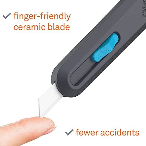 Image of Slice Smart-Retract Utility Knife | Blade Automatically Retracts as Cutting Motion Finishes | Heavy Duty Box Cutter | Safe Ceramic Blade Lasting 11x Longer than Metal | 1 Pack
