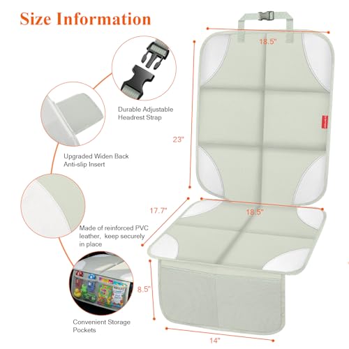 Image of Car Seat Protector, Carseat Seat Protectors with Thick Padding and Upgraded Non-Slip Backing, Waterproof Seat Protector Under Baby Car Seat, 600D Fabric Car Seat Covers, 2PCS, Beige Grey