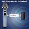 JYX Wireless Microphone, Rechargeable UHF Metal Handheld Cordless Dynamic Micprophone System with Receiver, Suitable for Home Karaoke, Speech, Church, Wedding, Speaker, Party (Grey-1 Mic) #4
