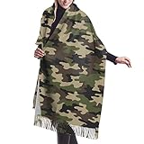 Camo Scarf Women Army Green Camouflage Soft Blanket Scarf Long Warm Shawl Wraps Cashmere Fringe...