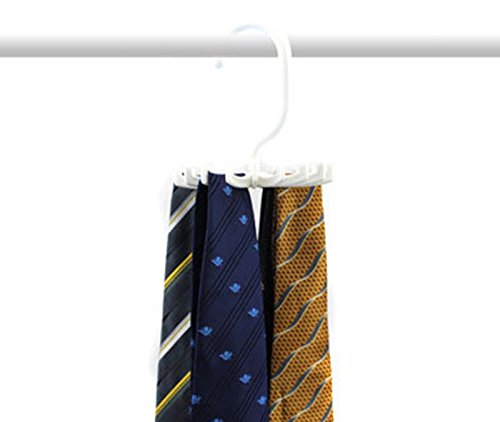 Blackcell Twirling Tie Rack/Hanger Organizer (White)