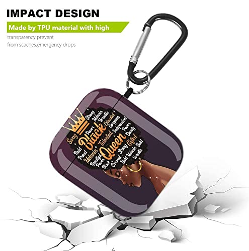 African American Girl Airpods Case Cover, Olytop Black Girl Airpods 2/1 Accessories Compatible With Apple Airpods,Shockproof Protective Case Cover For Girls Women With Keychain (Pruple Black Queen) #TOP4