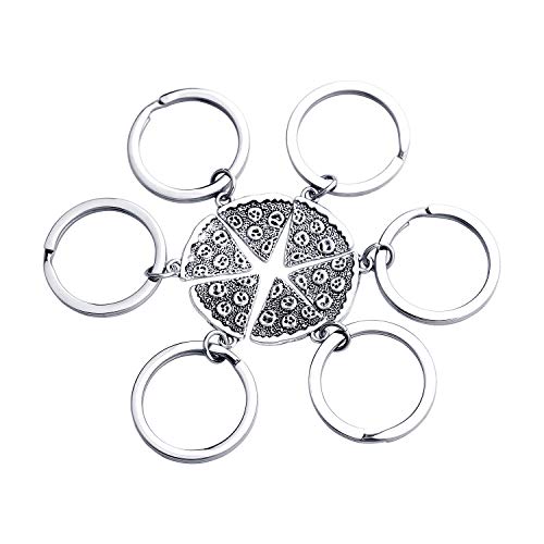 CHOORO Pizza Necklace/Keychain for Friends/Family 6 Pizza Pie Slice Friendship Necklace Set of 6 BFF Gifts (Pizza Keychain)
