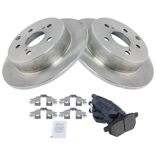Image of TRQ Rear Brake Pad and Rotor Set Semi Metallic Rotors Compatible with 2010 Toyota Matrix