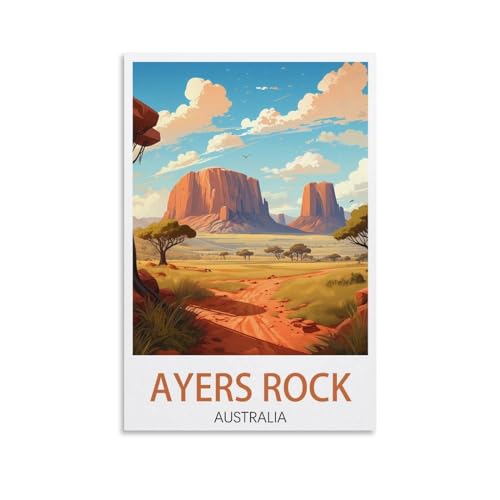 LHJOIUN Ayers Rock Australie Poster de voyage vintage 30 x 45 cm Art moderne