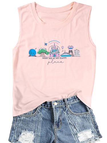 FASHGL Magic Kingdom Tank Top for Women May The Magic Be with You Tank Tops Summer Vacation Sleeveless Graphic Tee Shirt