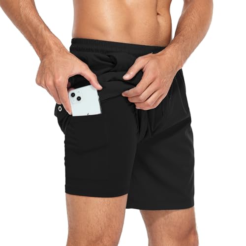 American Trends Mens Swim Trunks with Compression Liner Board Shorts for Men Quick Dry Swimsuits Bathing Suit Swimwear M-XXL2
