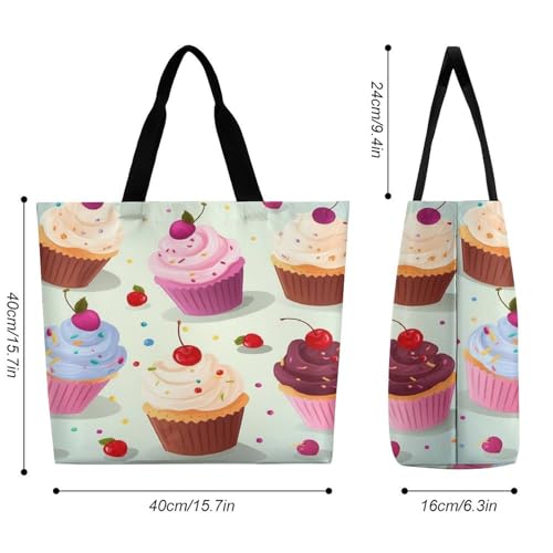 Women's Multi-Functional Shopping Bag，Delicious Cupcakes Printing Messenger Bag Shoulder Bag for Travel, Work, Shopping & Parties with Inner Pocket, Grocery Bag Lightweight & Water-Resistant2