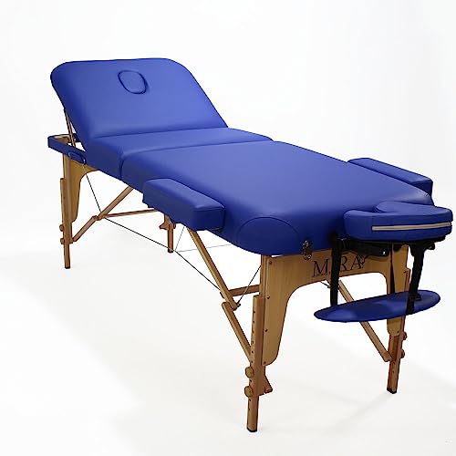 Mira Lettino portatile da massaggio 3 zone spessore materassino 7cm dimensione 190x71cm con poggia testa 220cm (Blue)