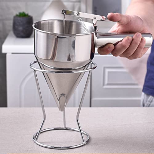 Foto von LIMEOW 1200ml Pfannkuchen Teigspender Edelstahl Teigportionierer Edelstahl Teig Spender Batter Trichter Backtrichter für Zuhause Küche Bäckerei Kuchen Desserts Kochwerkzeuge stainless steel silber