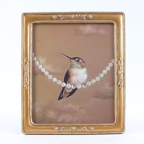 SIKOO 8x10 Vintage Picture Frame Bronze Gold Antique Picture Frame Tabletop and Wall Mount Display Floral Vintage Wall Decor Art Gallery