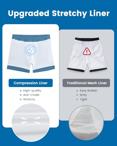 Image of maamgic Mens Swim Trunks with Compression Liner 5 Inch Quick Dry for Beach
