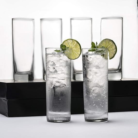 Image of PrimeWorld Jamosta Juice Glass Set of 6 Pcs 350 ml Water, Whiskey, Mocktail, Faluda, Ice Cream, Milkshake Cold Drink Lassi Glasses for Parties Bar Daily Use