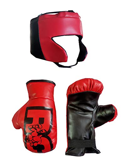 Image of Boxing Bag Gloves with Headguard 4 oz for (2-6 Years Children Boys or Girls) in Synthetic Leather | Good for Boxing, Punching, Muay Thai, MMA, Mitt Workout
