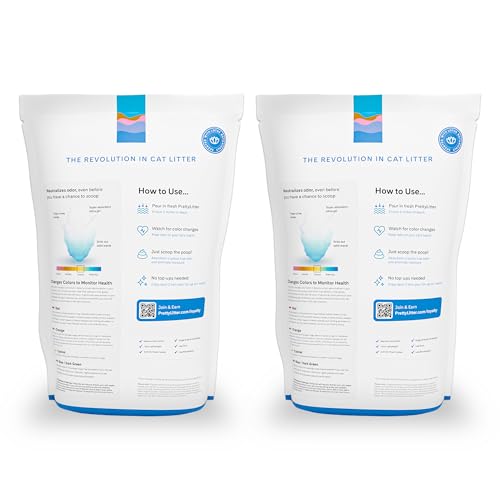 PrettyLitter Health Monitoring Cat Litter Lotus Flower Non Clumping Lightweight Low Tracking Color Changing Silica Gel Crystals Advanced Odor Control 6 Lbs Pack of 2 Two Month Supply