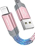 iPhone Charger Cable 6ft, JSAUX [Upgarded C89 Apple MFi Certified] Lightning Cable Nylon Braided USB Fast Charging Cord Compatible with iPhone 11 Xs Max X XR 8 7 6s 6 Plus SE 5 5s, iPad, iPod (Pink)