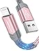 iPhone Charger Cable 6ft, JSAUX [Upgarded C89 Apple MFi Certified] Lightning Cable Nylon Braided USB Fast Charging Cord Compatible with iPhone 11 Xs Max X XR 8 7 6s 6 Plus SE 5 5s, iPad, iPod (Pink)